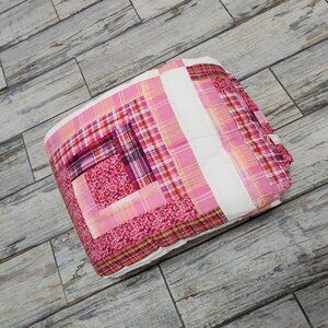 Quilt King Size 100 X 90 Keepsake Collection Two Shams Pink Squares Plaid Floral